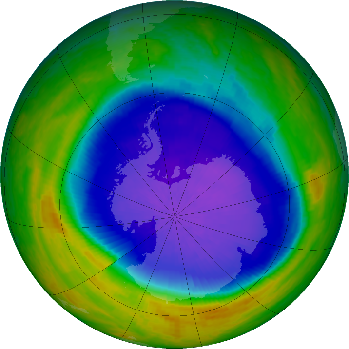 Antarctic ozone map for 12 October 2001